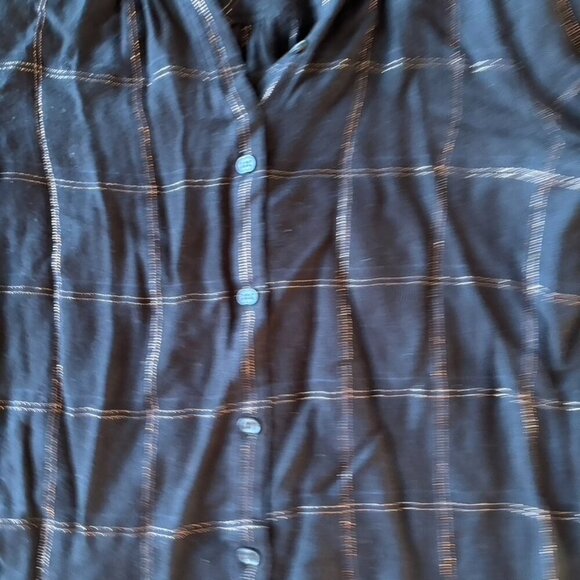 Rails Sz M Black Gold Metallic Hunter Long Sleeve Plaid Button Up Shirt - Picture 5 of 8